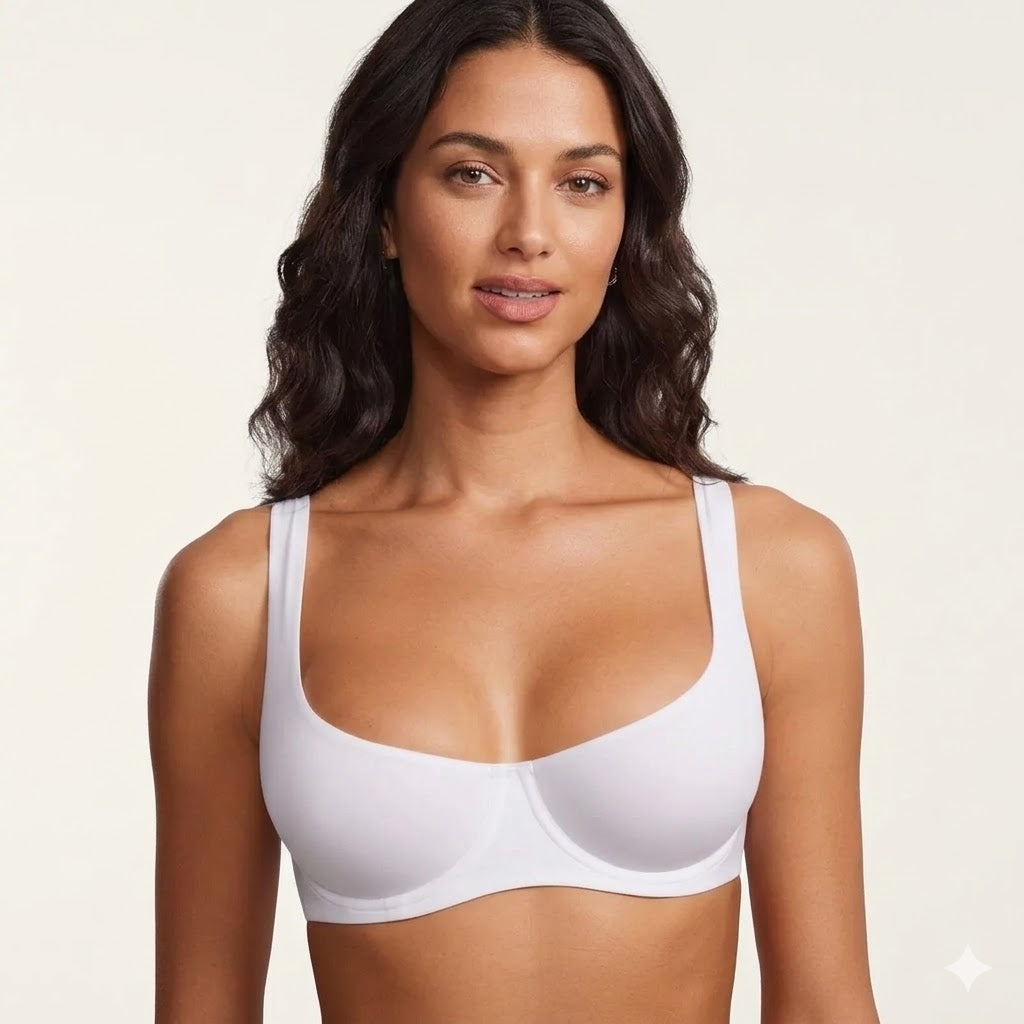 Formiva® Unlined Balconette Bra Underwired Double Layer Cup Adjustable Straps Soft Stretchy Invisible Under Low Cut Tops SpringStatements