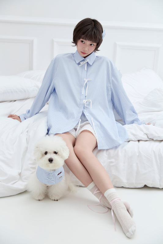 Formiva® Pet Friendly Striped Shirt with Bow Tie Closure