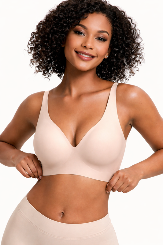 Formiva® Jelly Wireless Womens Comfortable Wireless Bras Push Up Bralettes Seamless Tshirts Bras Deep V Everyday Bras
