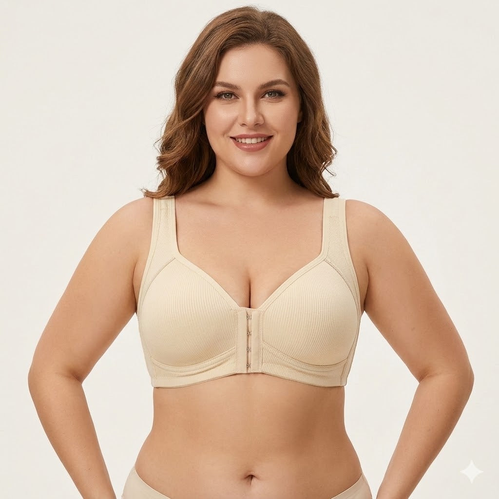 Formiva® Adjustable Front Closure Push-Up Bra Wire-Free Cross-Back, Seamless & Side Support for Daily Wear, Spring-Summer ComfoMrt Breathable Everyday Breathable Everyday Womenswear Bridal Rider Basic Minimalist ModestSkip intense workouts