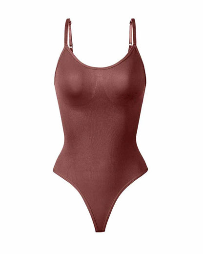 Formiva® Seamless Tummy Control Round Neck Thong Tank Top Body Shaper Bodysuits